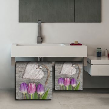 Coppia Salviette Bagno Heart and Tulips