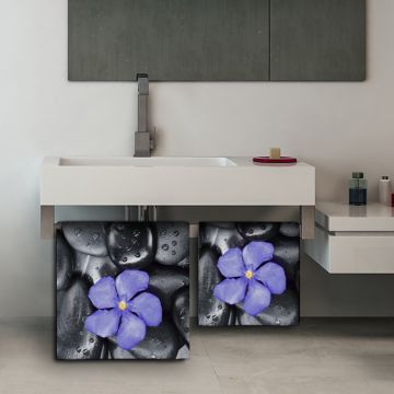 Coppia Salviette Bagno Black Stones Flower