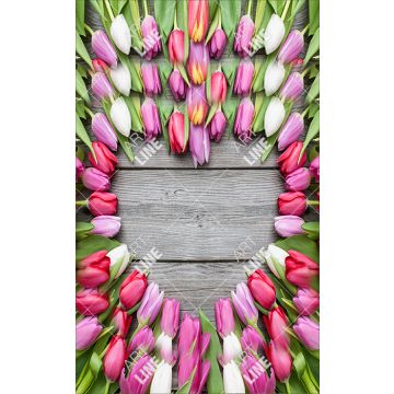 Coppia Salviette Bagno Heart Pink Tulips