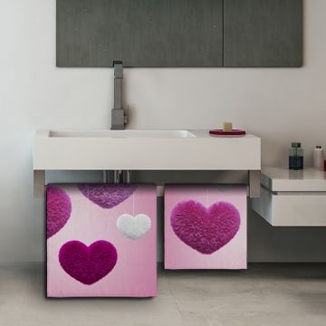 Coppia Salviette Bagno Hanging Pink Hearts