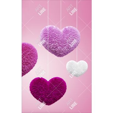 Coppia Salviette Bagno Hanging Pink Hearts