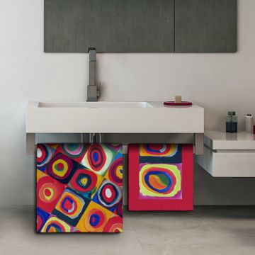 Coppia Salviette Bagno Colorful Red Circles