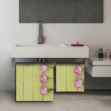 Coppia Salviette Bagno Pink Roses