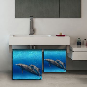 Coppia Salviette Bagno Two Dolphins