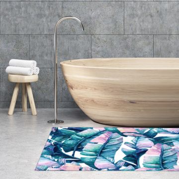 Tappeto Bagno Blue and Pink Fern