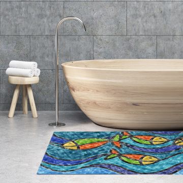Tappeto Bagno Drawing Fish