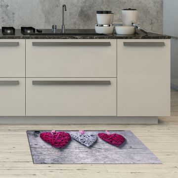 Tappeto Cucina Wood Hearts