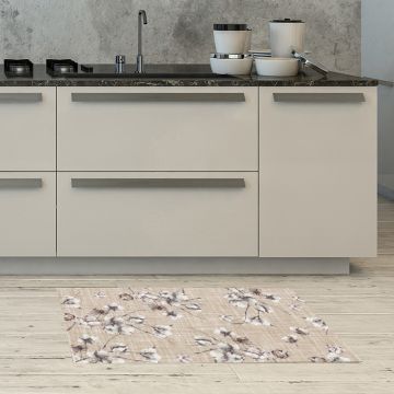 Tappeto Cucina Beige Flowers