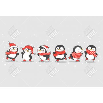 Tappeto FuoriPorta Christmas Grey Penguins