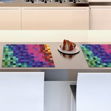 Coppia Tovagliette Set Americana Colorful Pixels