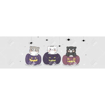 Runner Cucina Halloween Cats and Pumpkins