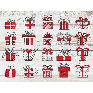 Coppia Tovagliette Set Americana Christmas Pattern Presents